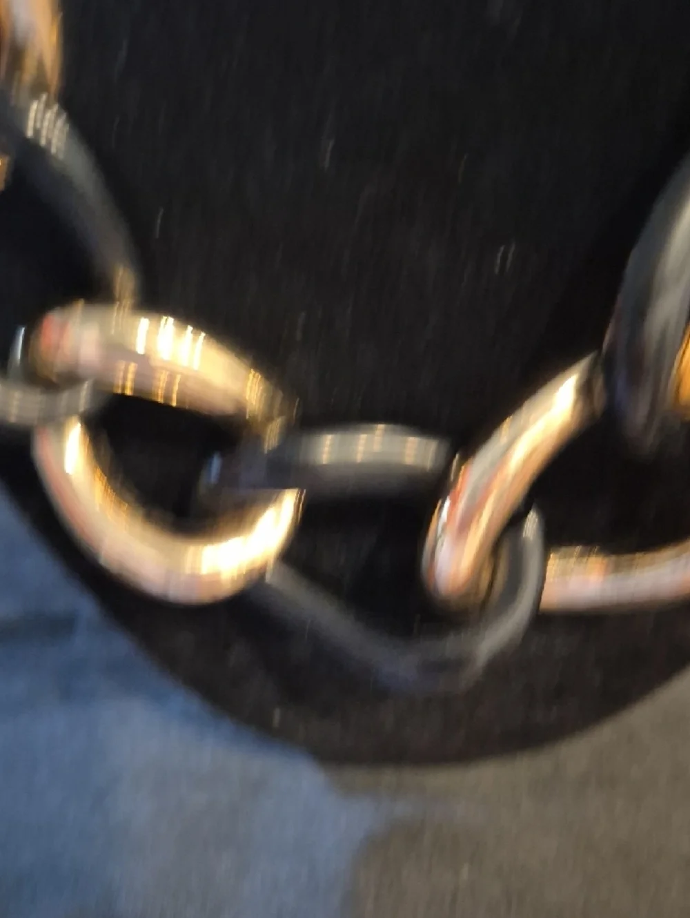 Gold and Black Chunky Metal  Chain Link Necklace - Women Jewelry